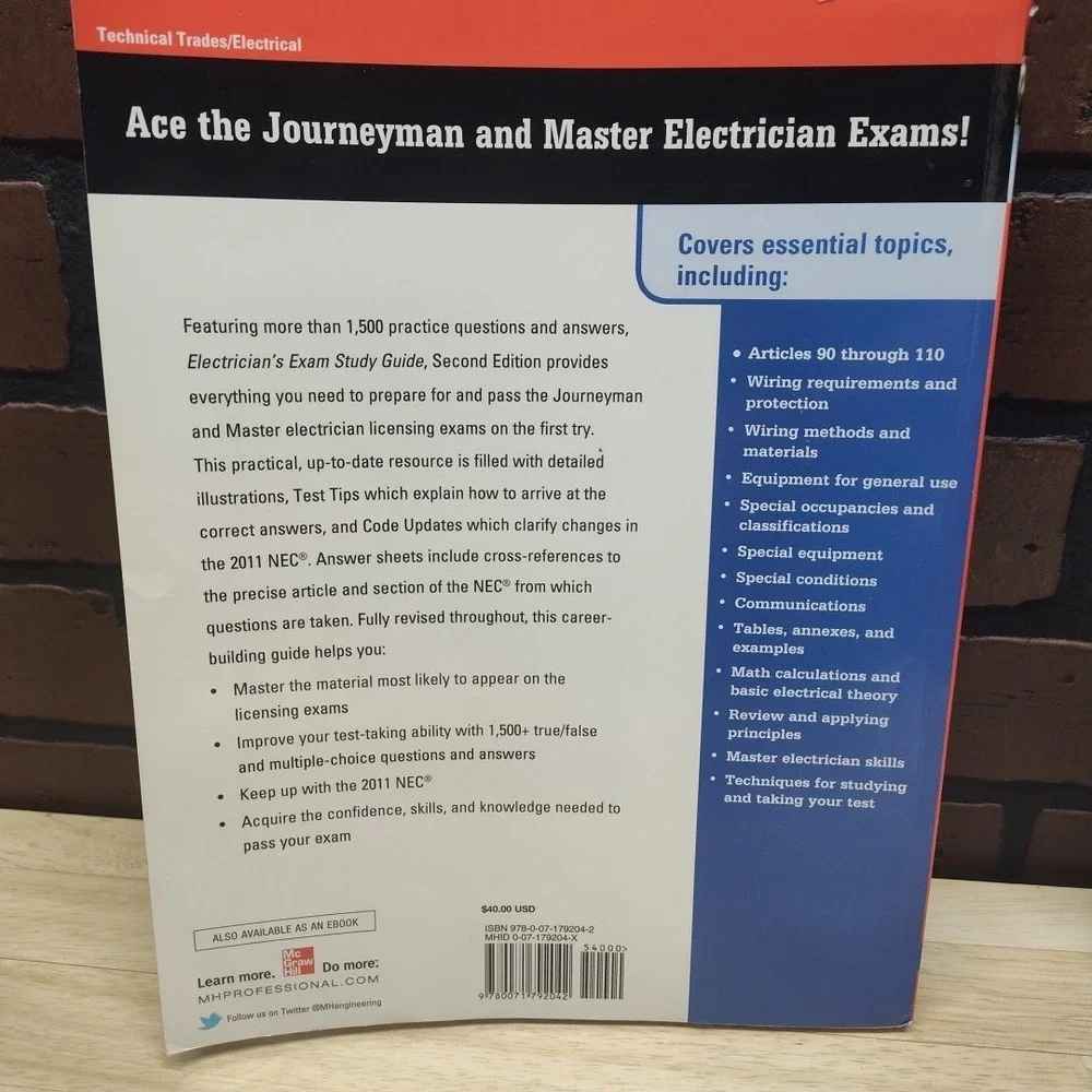 Electricians exam study guide and Trade demystified books school educate